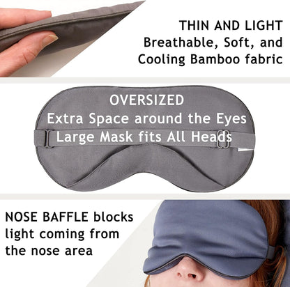 100% Bamboo Viscose Sleep Eye Mask - Dark Gray - Superior to Cotton - Light Blocking Travel Blindfold for Men & Women - Ultra-Soft & Comfortable with Adjustable Strap for Restful Sleep - by JoMo