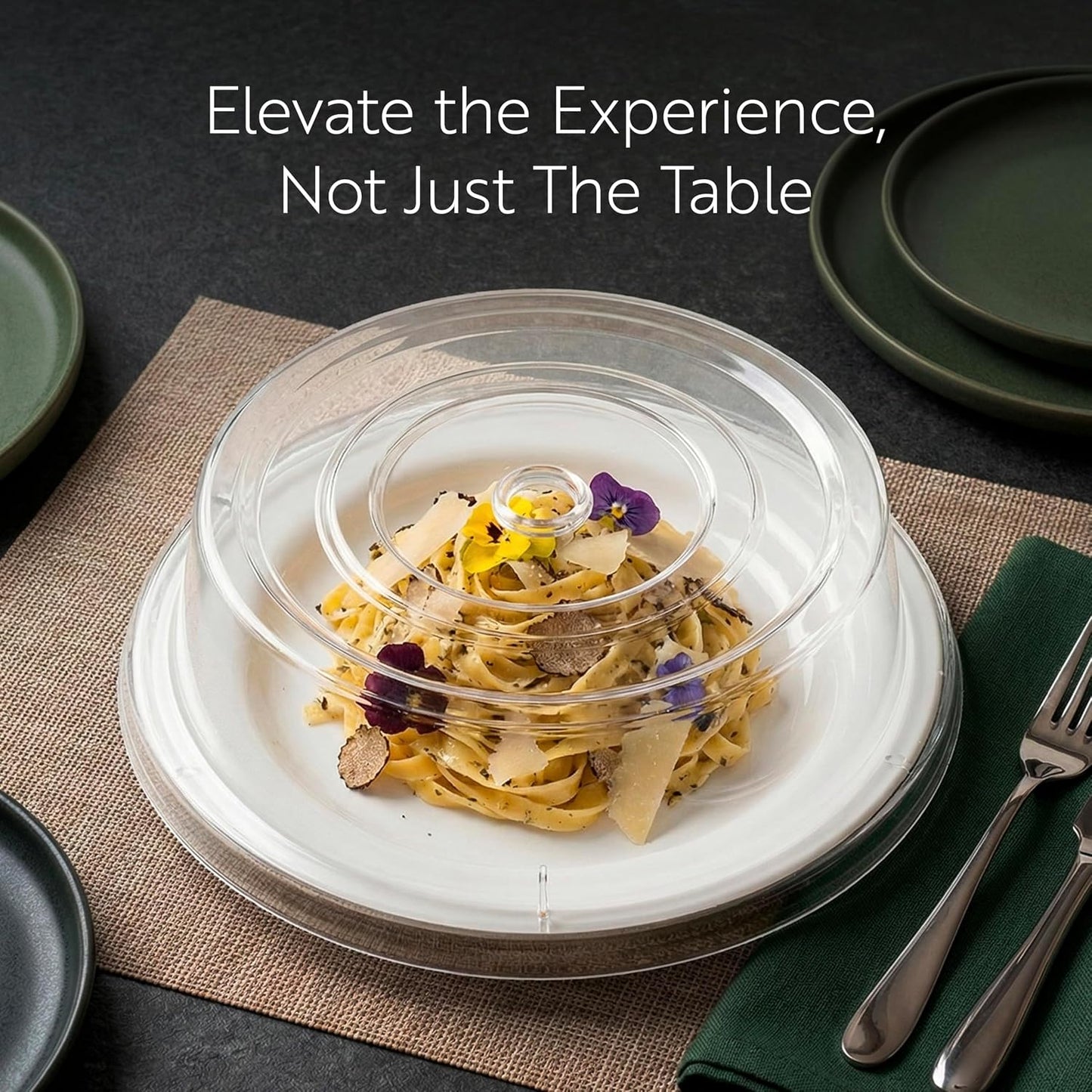 Restaurantware Cater Tek 11 Inch Polycarbonate Plate Cover 1 Shatterproof Dish Cover - Microwavable Endures Up To 210F Clear Plastic Splatter Cover With Finger Hole For 11 Inch Plates