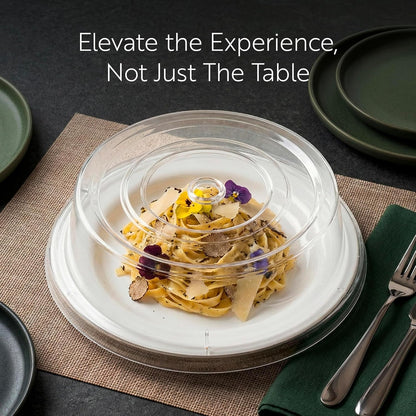 Restaurantware Cater Tek 11 Inch Polycarbonate Plate Cover 1 Shatterproof Dish Cover - Microwavable Endures Up To 210F Clear Plastic Splatter Cover With Finger Hole For 11 Inch Plates