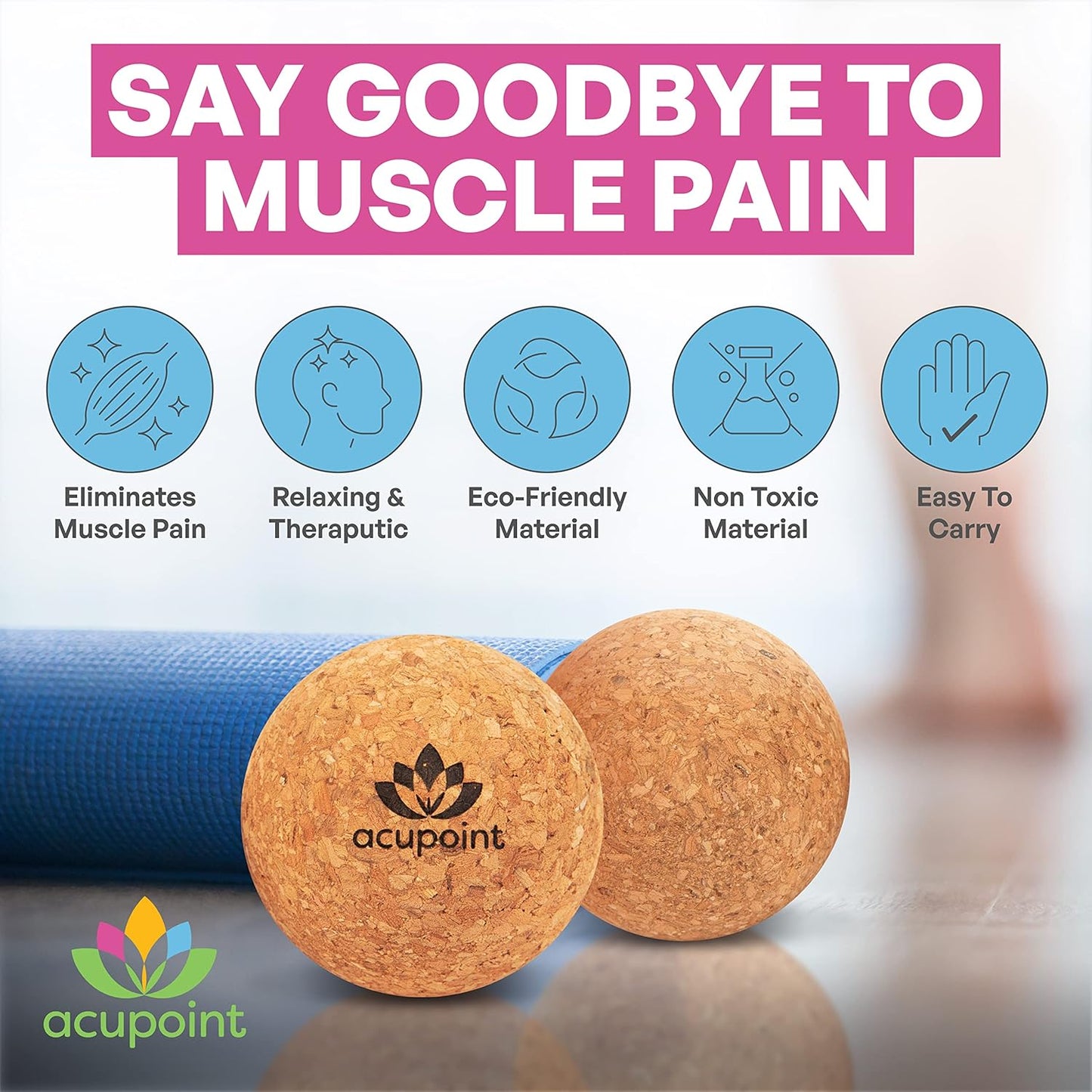 Massage Therapy Ball Set of 2 - Myofascial Release, Trigger Point & Deep Tissue - Lacrosse Ball for Back, Neck, Foot and Plantar Fasciitis Relief