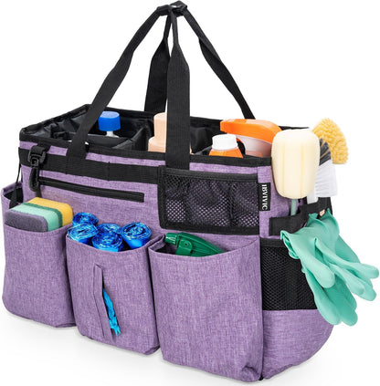 IBVIVIC Wearable Cleaning Caddy Bag for Cleaning Supplies, Black | Cleaning Organizer Tote Bag with Handle & Shoulder Straps Kitchen Cleaning Supplies Storage Bag for Cleaners & Housekeepers