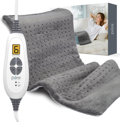 Pure Enrichment PureRelief XL Heating Pad - 12" x 24" Electric Heating Pad for Back Pain & Cramps, 6 Heat Settings, FSA/HSA Eligible, Soft Machine Wash Fabric, Auto-Off & Moist Heat (Zen Green)