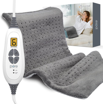 Pure Enrichment PureRelief XL Heating Pad - 12" x 24" Electric Heating Pad for Back Pain & Cramps, 6 Heat Settings, FSA/HSA Eligible, Soft Machine Wash Fabric, Auto-Off & Moist Heat (Zen Green)