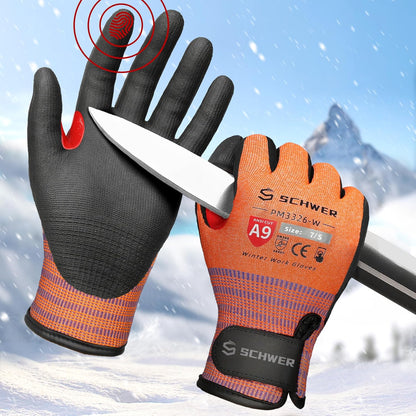 Schwer ProGuard High Level Cut Resistant Work Gloves for Extreme Protection, ANSI A9 Cut Gloves with Reinforced Thumb, Non Slip, Breathable, Durable, Touch-screen, Black 1 Pair（L 3326