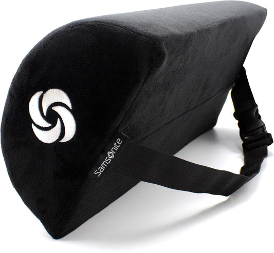 SAMSONITE - Half Moon Lumbar Support Pillow, Elevates Comfort, 100% Pure Memory Foam, Fits Most Seats