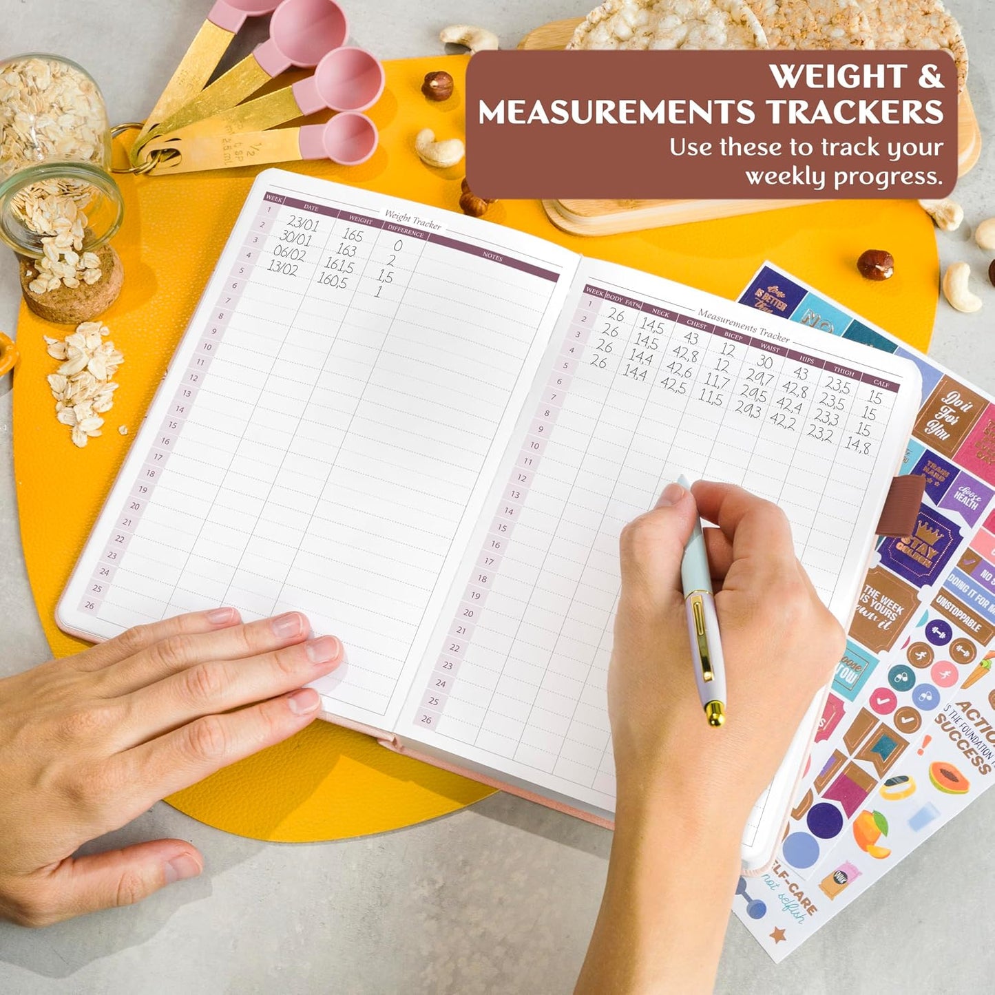 Legend Food Journal, Weight Loss & Meal Tracking Diary 5.8x8.3 Hot Pink | Undated wellness planner, Fitness & health diary, Daily calorie counter notebook for weightloss, Diet tracker, Lasts 6 months