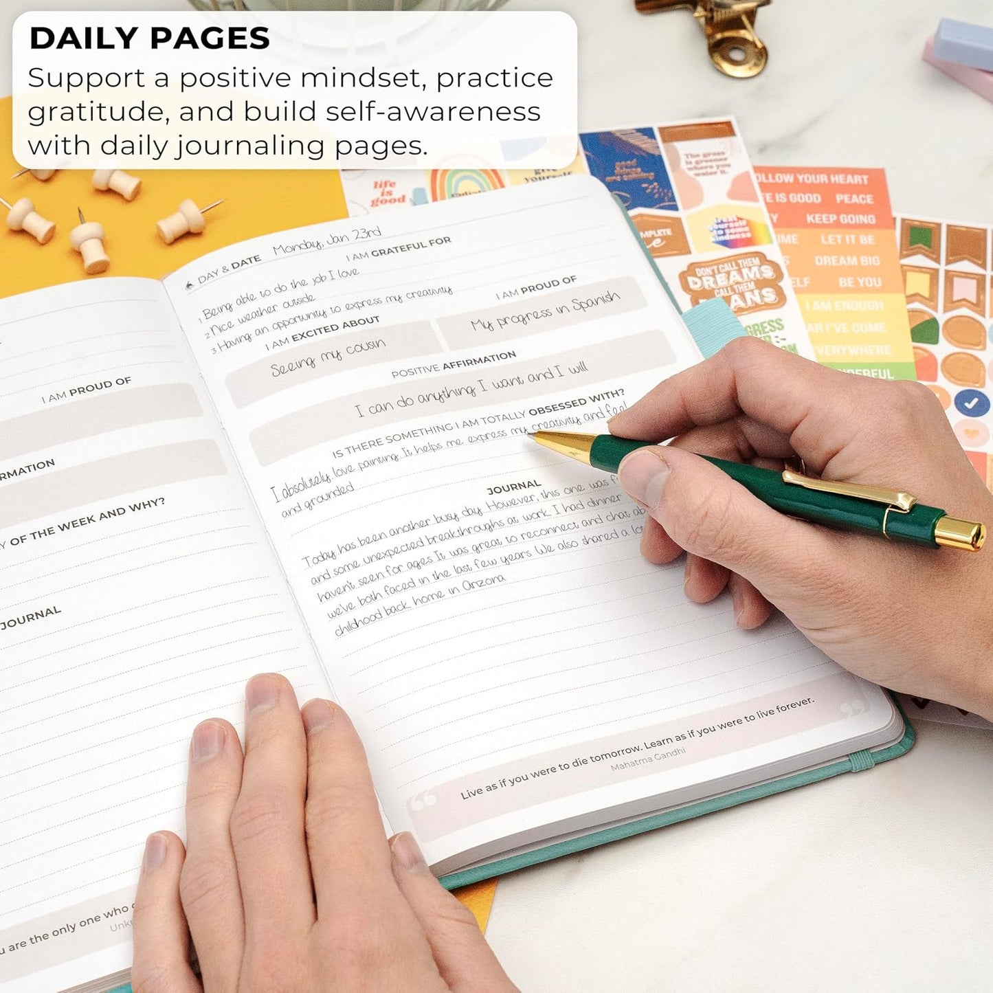 Clever Fox Positivity Journal - Daily Gratitude & Affirmation with Prompts - Motivational Mental Health Journal for Women & Men with Habit Tracker - Lasts 6 Months, A5 Size (Seashell)