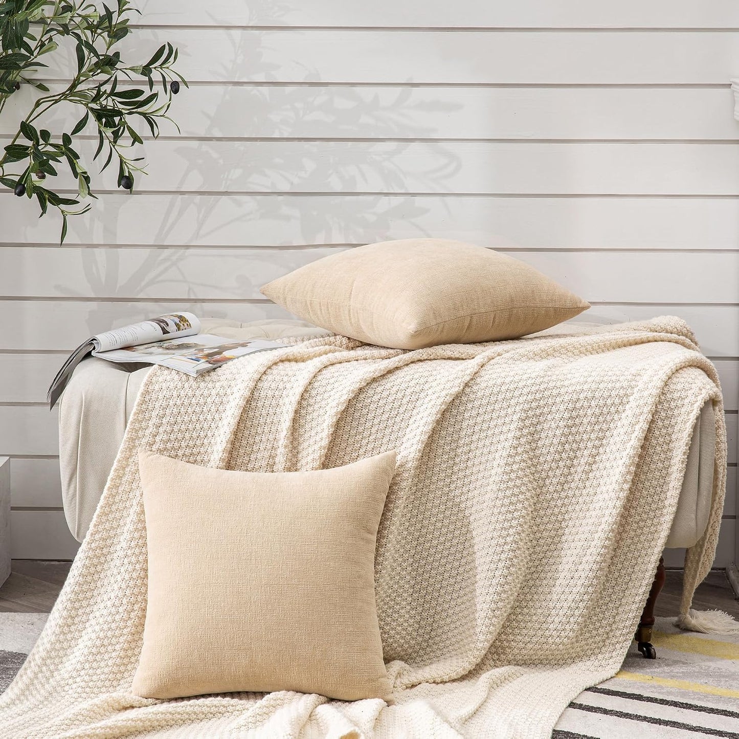 GAWAMAY Lumbar Support Pillow Decorative Rectangle Throw Pillow Covers 12"x20" Inch Set of 2, Soft Chenille Fall Pillowcase for Living Room Bedroom Sofa Couch Cushion Cover Grey 30x50cm (No Insert)