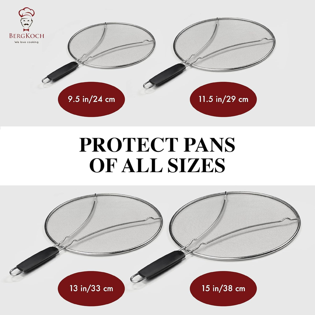 Splatter Screen for Frying Pan - 15 Inch Stainless Steel Grease Splatter Guard - Cover Oil Splash when Sizzling Bacon, Cooking Fried Chicken or Popcorn