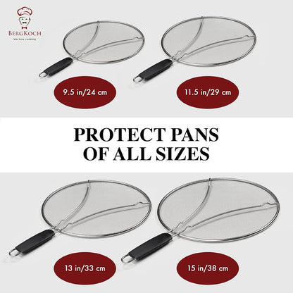 Splatter Screen for Frying Pan - 15 Inch Stainless Steel Grease Splatter Guard - Cover Oil Splash when Sizzling Bacon, Cooking Fried Chicken or Popcorn