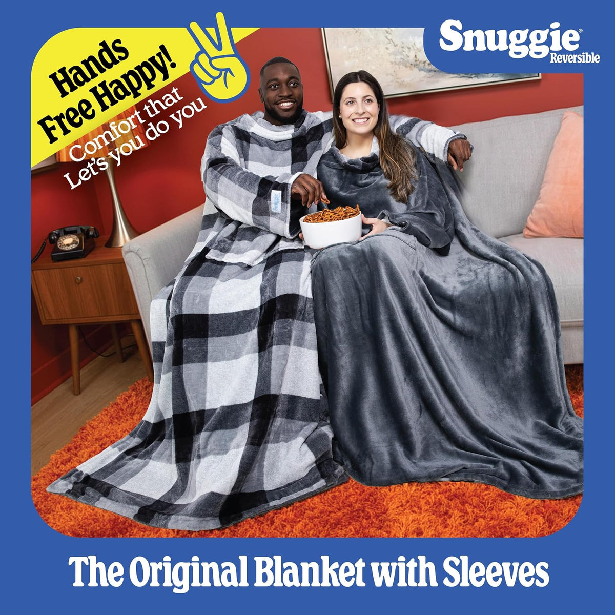 Snuggie The Original Wearable Blanket With Sleeves & Pockets | Cozy Oversized Throw for Adult Men & Women | One Size, 71x54