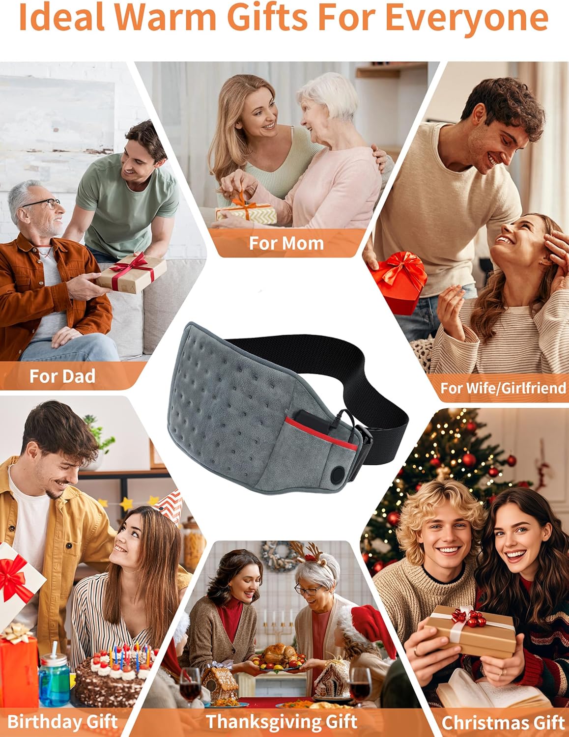 Vofuoti Portable Cordless Heating Pad with 10000mAh Battery | 3 Heat Settings, Rechargeable Electric Battery Operated Heat Pad for Back,Abdomen,Neck,Shoulders,Outdoor, Gift for Women Men