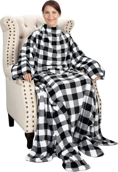 Catalonia Wearable Blanket with Sleeves & Foot Pocket for Adults | Soft Fleece Throw Wrap with Hands-Free Comfort, Perfect for Reading, TV Time & Relaxing, Christmas Gift for Women & Men