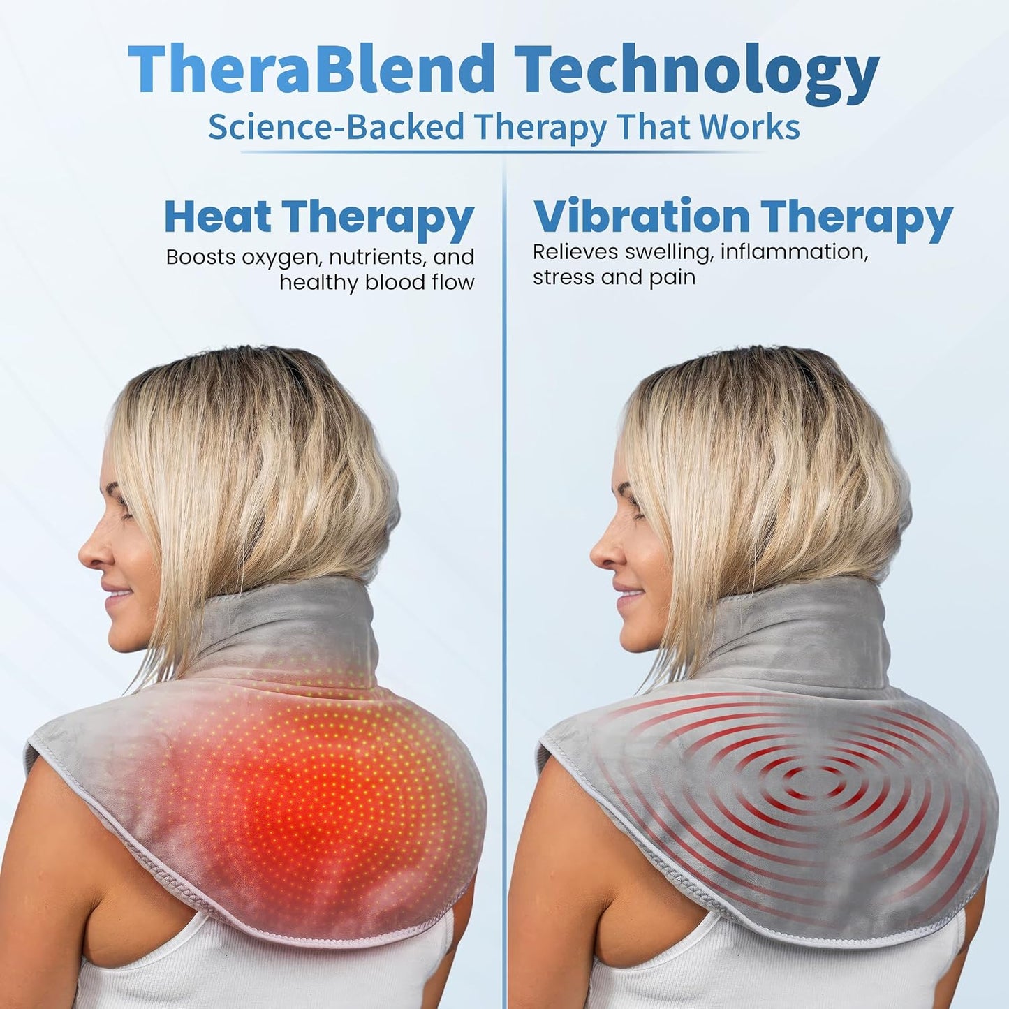 Callixe TheraWrap | Cordless Heating Pad for Neck, Shoulders, and Upper Back | Cervical Electric Massager with Instant Heat and Vibration for Pain Relief & Deep Relaxation | Ideal Gift for Mom & Dad