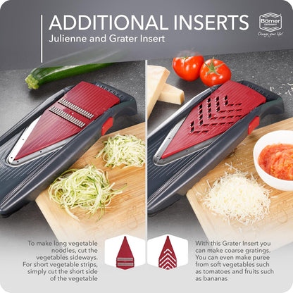 Börner by Reston Lloyd Mandoline Slicer Vital (Starter Set) • V-Slicer with 10 Cutting Styles & Safety Food Holder • Adjustable Kitchen Slicer & Dressing Function