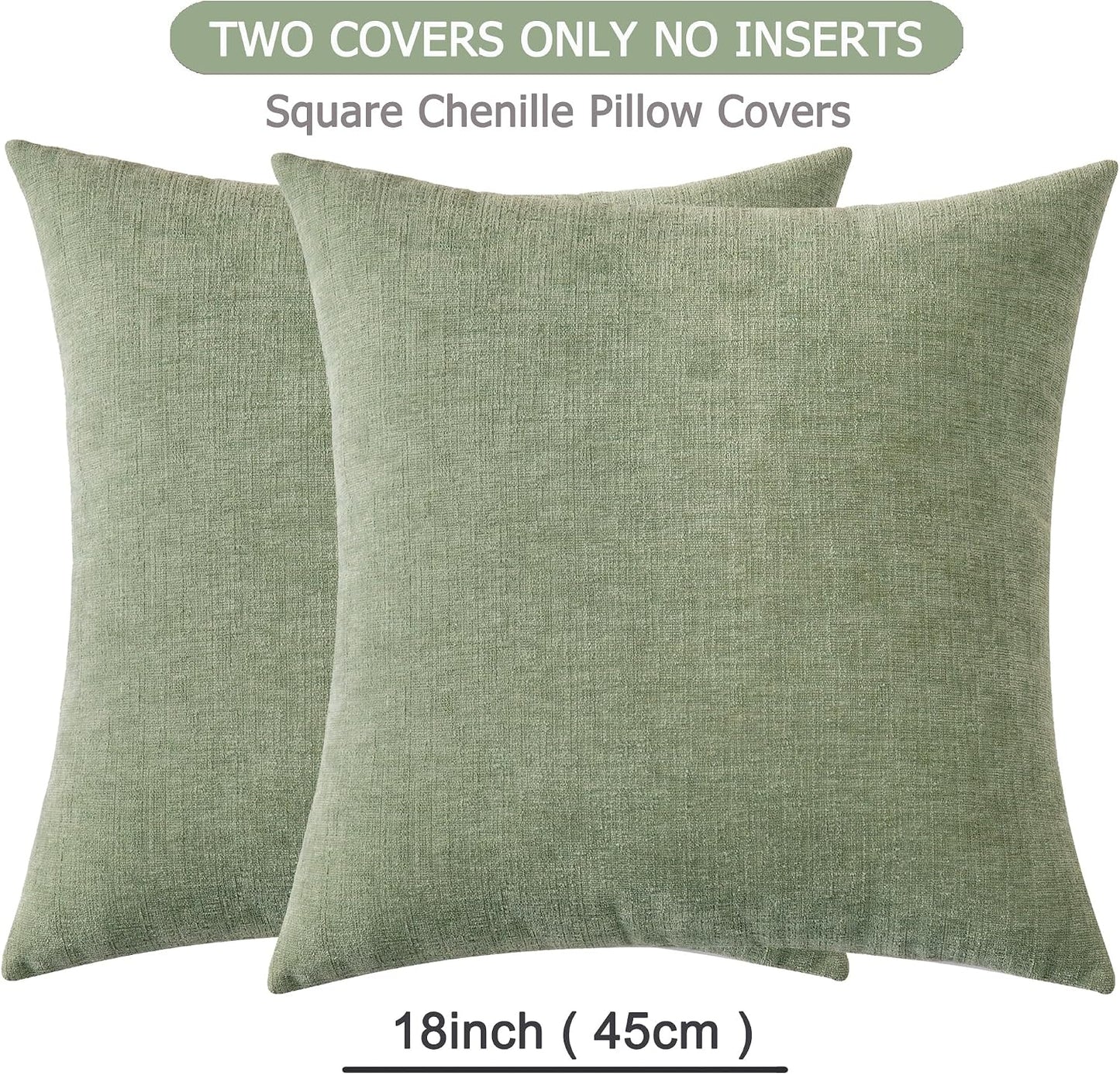 GAWAMAY Lumbar Support Pillow Decorative Rectangle Throw Pillow Covers 12"x20" Inch Set of 2, Soft Chenille Fall Pillowcase for Living Room Bedroom Sofa Couch Cushion Cover Grey 30x50cm (No Insert)
