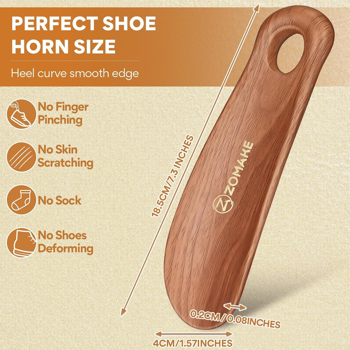 ZOMAKE Plastic Shoe Horn for Kids Men Women,Travel Small ShoeHorn Size,Portable Shoe Spoon Boot Horn Helper 7.3"