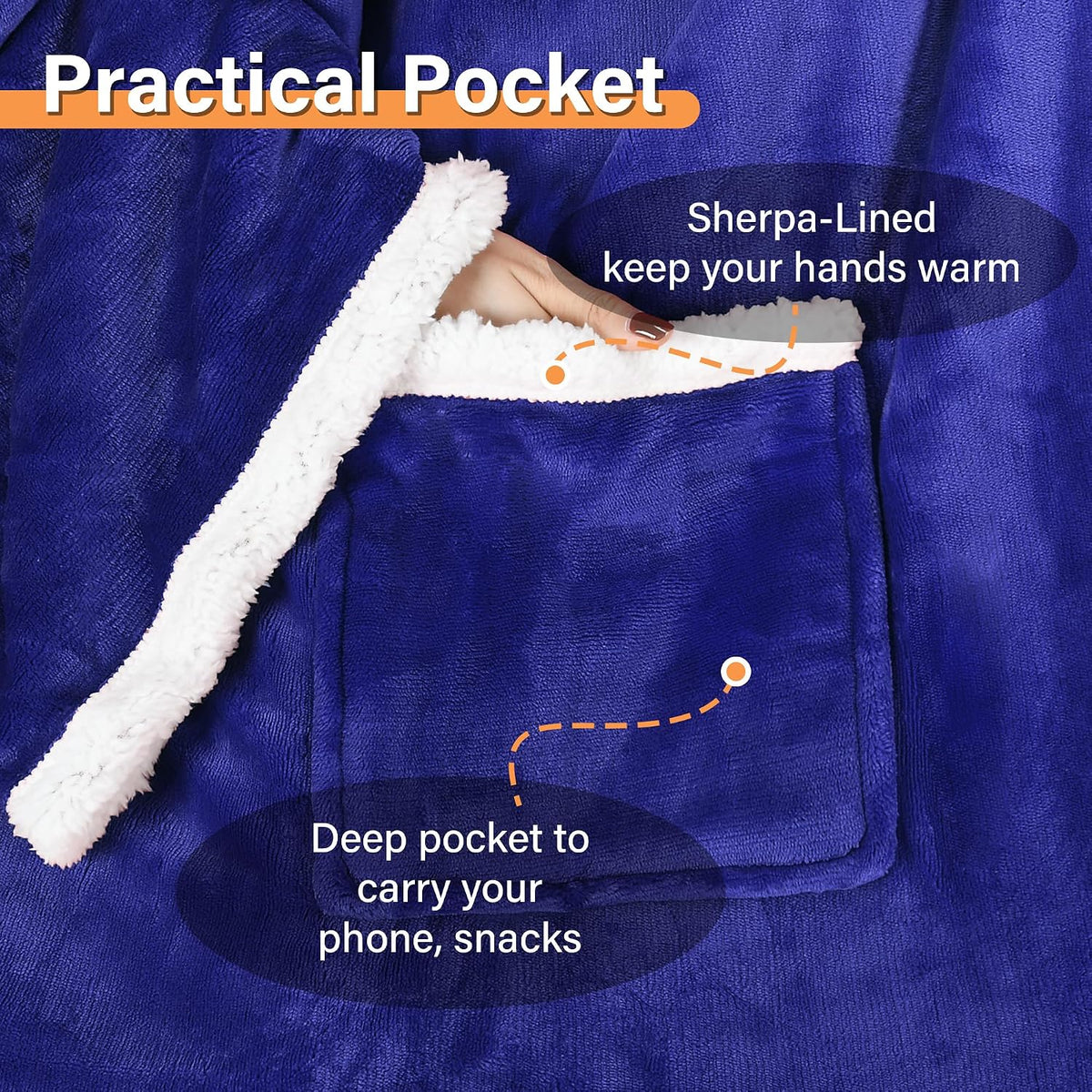 Catalonia Sherpa Wearable Blanket with Sleeves and Pocket for Adults