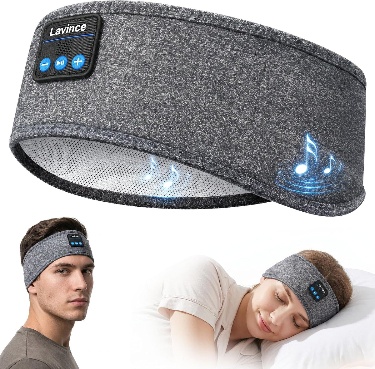 Sleep Headphones Headband, Bluetooth 5.4 Sleeping Headphones for Side Sleepers, Wireless Headband Headphones with Ultra-Thin Stereo Speakers for Sports, Workout, Travel, Meditation