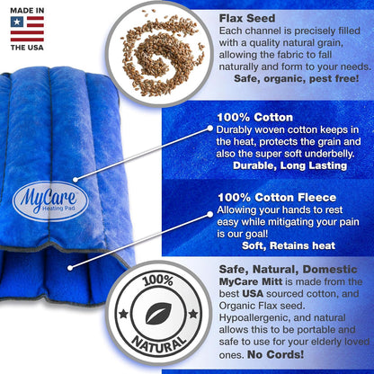 MyCare® Microwavable Heating Pad & Cold Therapy Glove - Moist Heat and Cooling Relief for Arthritis, Stiffness, Soreness, Trigger Finger - Natural Therapy Mitt for Small to Medium Hands