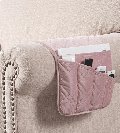 Brilliant Sunshine Burgundy Toile Floral Couch Armrest Cover, 35"×13" | Washable Magazine Holder, Armrest Organizer & Caddy on Sofa, Recliner, Armchair, Storage for Remote Controls, Phone, iPad