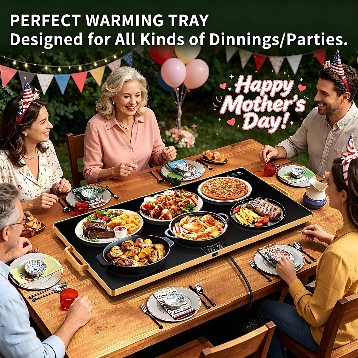 Electric Warming Tray,Extralong 47"x12",Tempered Glass Warming Mat for Food