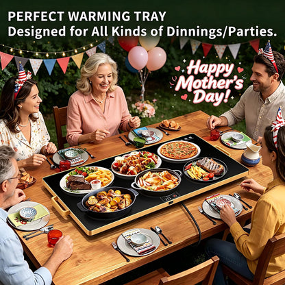 Electric Warming Tray,Extralong 47"x12",Tempered Glass Warming Mat for Food