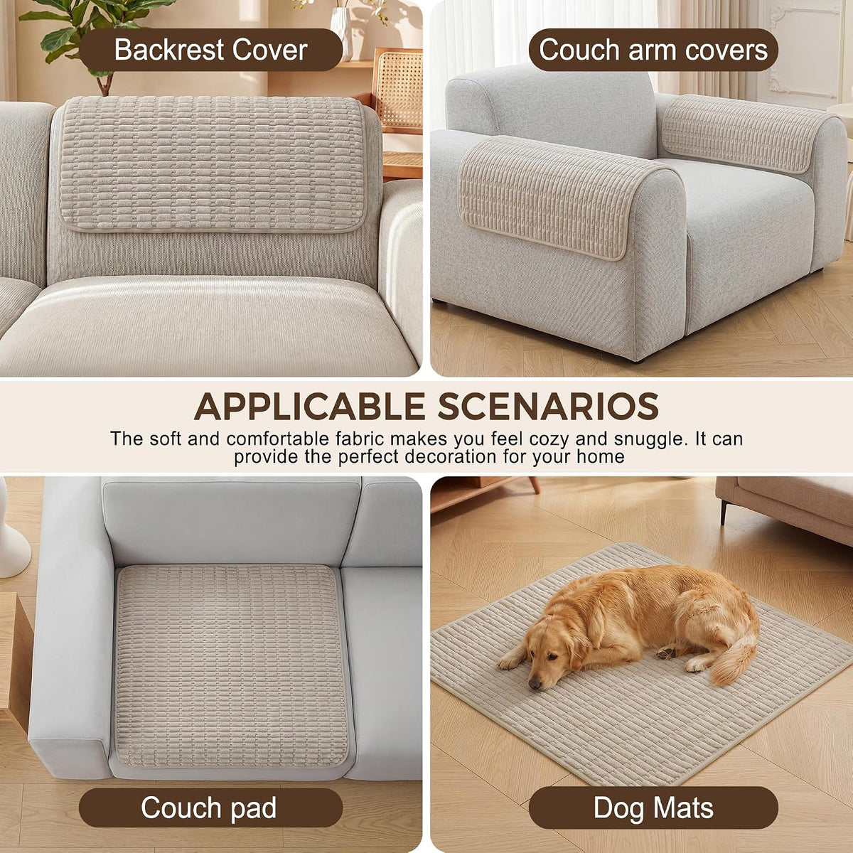Foxdecor Couch Arm Covers for Sofa Arm Chair Covers Set of 2