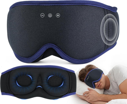 MUSICOZY Sleep Mask Bluetooth Headphones Eye Masks for Sleeping Headphone | 3D Wireless EyeMasks for Side Sleepers, 14-Hour Playtime, Ultra-Soft Breathable, Ultra-Thin Stereo Speakers for Women Men