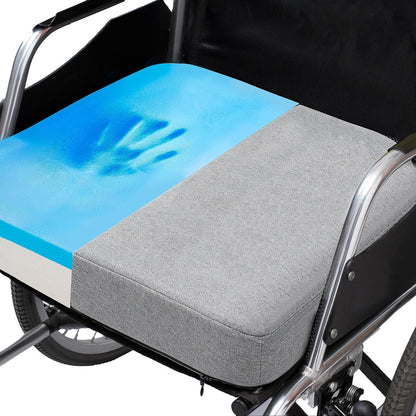 Ifoam Gel Infused Memory Foam Layer Wheelchair Cushion - Seat Cushion for Wheelchair-OfficeChair, Kitchen Chair-Pressure Sore and Tailbone Pain Relief-High Dense Polyfoam Base (Black,18x16x3 inch)