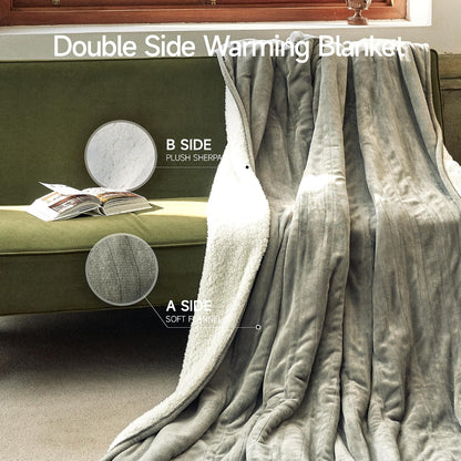 GOTCOZY Heated Blanket-Soft Plush Electric Blanket 50"X60"(Grey)
