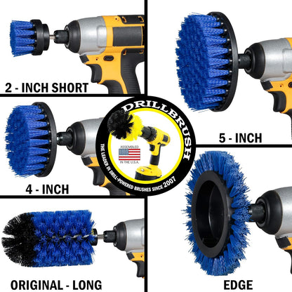 Grout Cleaner Kit - Bathroom Drill Brush Attachment Set - Shower Cleaner | Household Cleaning Supplies - Tub Scrubber - Toilet Brush - Spotless Tiles - Power Scrubbing Nylon Bristles
