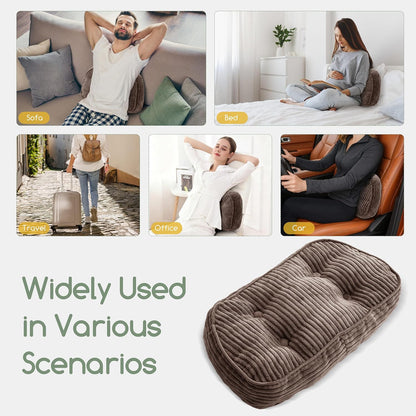 HIGOGOGO Lumbar Support Pillow for Recliner Chair/Accent Chair/Couch/Office Chair, Tufted Corduroy Back Support Cushion for Elderly, Recliner Cushions for Back Rest, Pain Relief, Reading, Dark Grey