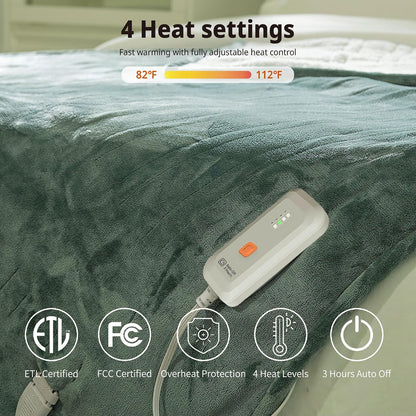 GOTCOZY Heated Blanket-Soft Plush Electric Blanket 50"X60"(Grey)