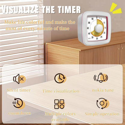 Kids Visual Timer for Kitchen,Classroom,Cooking,Learning,Bedroom,Office, 60-Minute Countdown Pomodoro Timer for Kids with Autism ADHD (Watermelon Style)