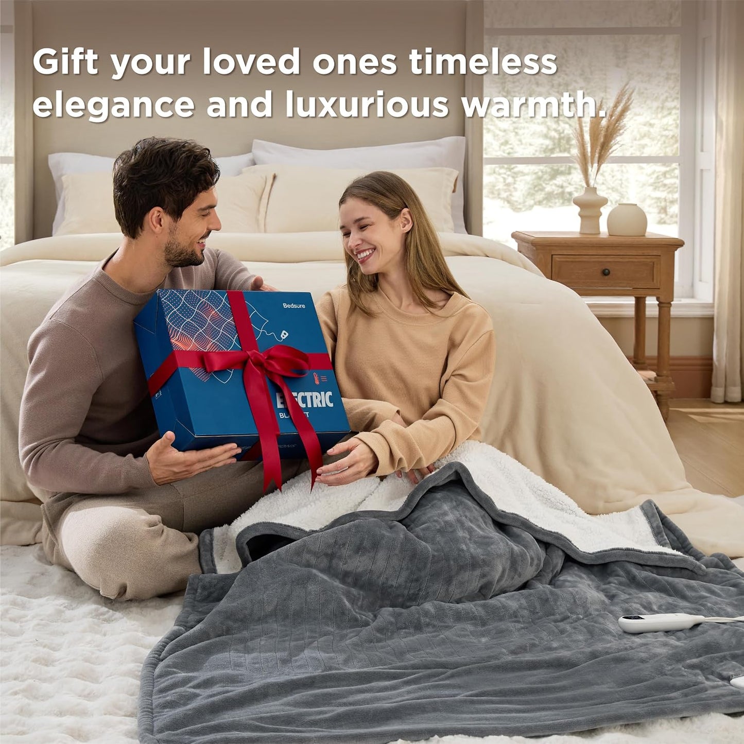Bedsure Heated Blanket Throw Blanket with Preheat Function - Fast Heating Electric Blanket, Soft Flannel Throw with 6 Time Settings(Up to 10H), 6 Heating Settings, Gifts for Grandma (50"x60", Grey)