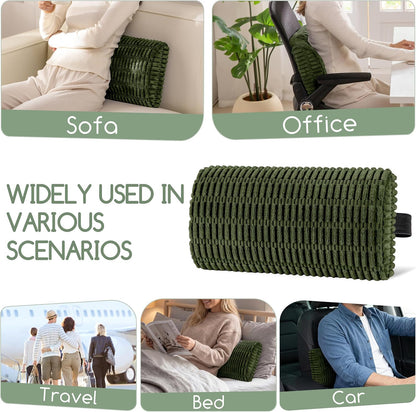 Lumbar Support Pillow for Recliner Chair/Office Chair/Couch, Memory Foam Back Support Cushion with Adjustable Strap, Recliner Cushions for Lower Back Pain Relief, Sleeping, Washable Cover, Beige