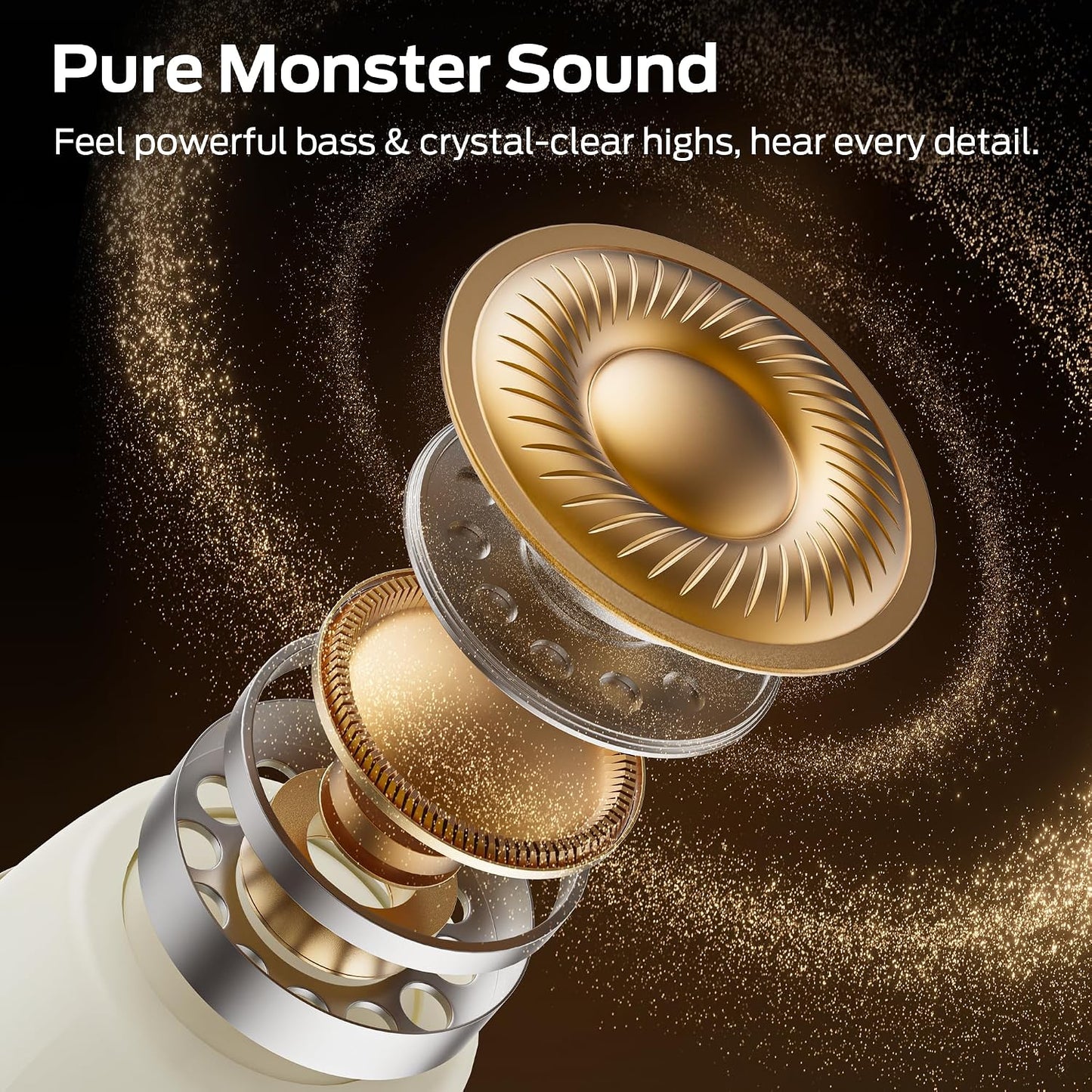 Monster Sleep Ear100 Ear Buds, Sleep Earbuds with Stereo Sound, Design for Side Sleeper, 32H Playtime, Bluetooth 6.0, ENC Noise Cancelling, IPX6 Waterproof Mini Headphones, White