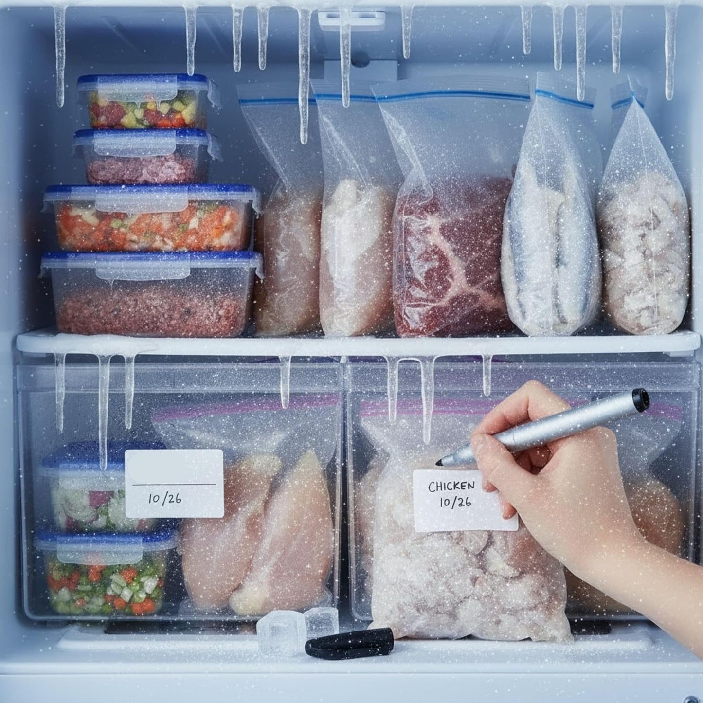 Cadie Permanent Freezer Marker Set of 2 – Waterproof Fast-Drying Black Ink Pens with Chisel Tip for Food Labeling, Fridge & Freezer Storage, Kitchen & Lab Use & General Organization.