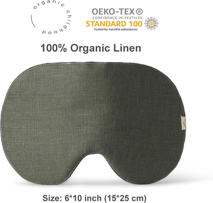 2-Pack Linen Eye Sleep Mask, Organic Blackout, Oversize Shape Cover