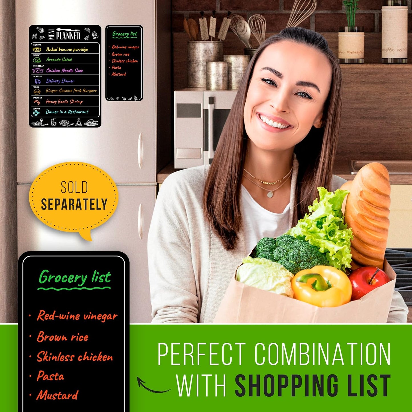 Dry Erase Menu Board for Fridge A4-8.5 x 12 in Weekly Meal Planner Dry Erase Board Magnetic Meal Planner for Refrigerator Dry Erase Dinner Menu Board for Kitchen Magnetic Dinner Menu for Fridge