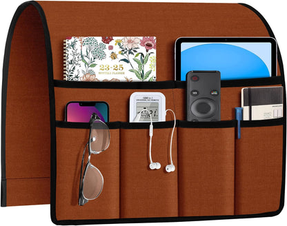 Joywell Remote Caddy Couch Remote Control Holder for Recliner Sofa Armrest Organizer Non Slip Arm Chair Caddie with 6 Pocket Storage for Magazine, Tablet, Phone, iPad, Black