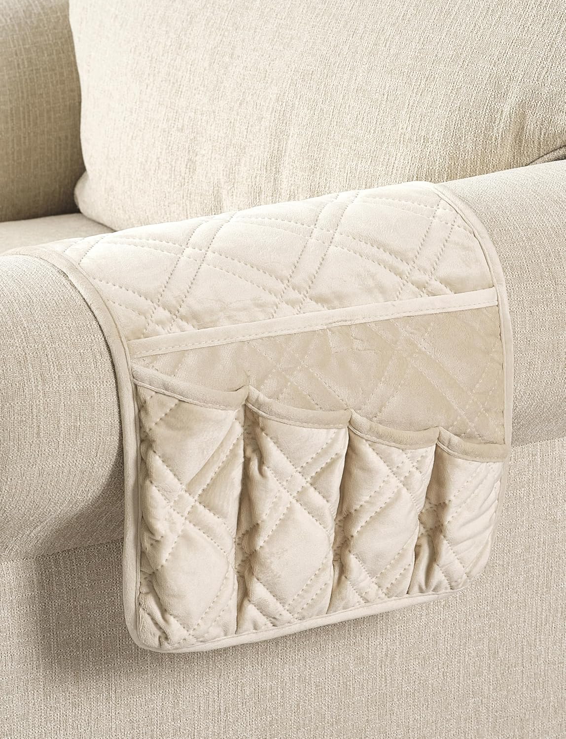 Brilliant Sunshine Burgundy Toile Floral Couch Armrest Cover, 35"×13" | Washable Magazine Holder, Armrest Organizer & Caddy on Sofa, Recliner, Armchair, Storage for Remote Controls, Phone, iPad