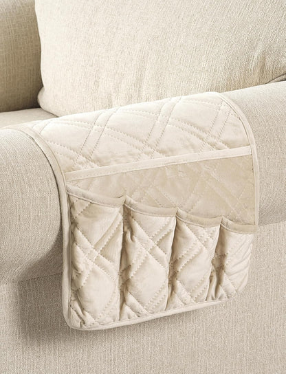 Brilliant Sunshine Burgundy Toile Floral Couch Armrest Cover, 35"×13" | Washable Magazine Holder, Armrest Organizer & Caddy on Sofa, Recliner, Armchair, Storage for Remote Controls, Phone, iPad