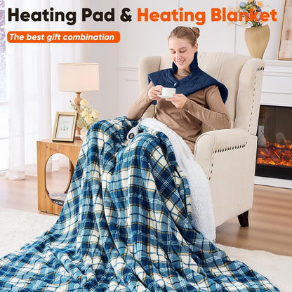 Weighted Heating Pad for Neck Shoulders and Back, Mothers Day Gifts for Mom Wife Grandma, Birthday Gifts for Women Men Dad, Instant Electric Heated Blanket with 9 Heat Options 4 Auto-Off Timer, Grey