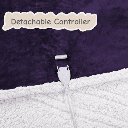 Soypipo Electric Heated Throw Blanket 50"x60", Faux Fur Plush with 4 Heat Settings & 2/4/8/10H Auto Shut-Off, Overheat Protection, Machine Washable, for Office & Chair, Dark Grey