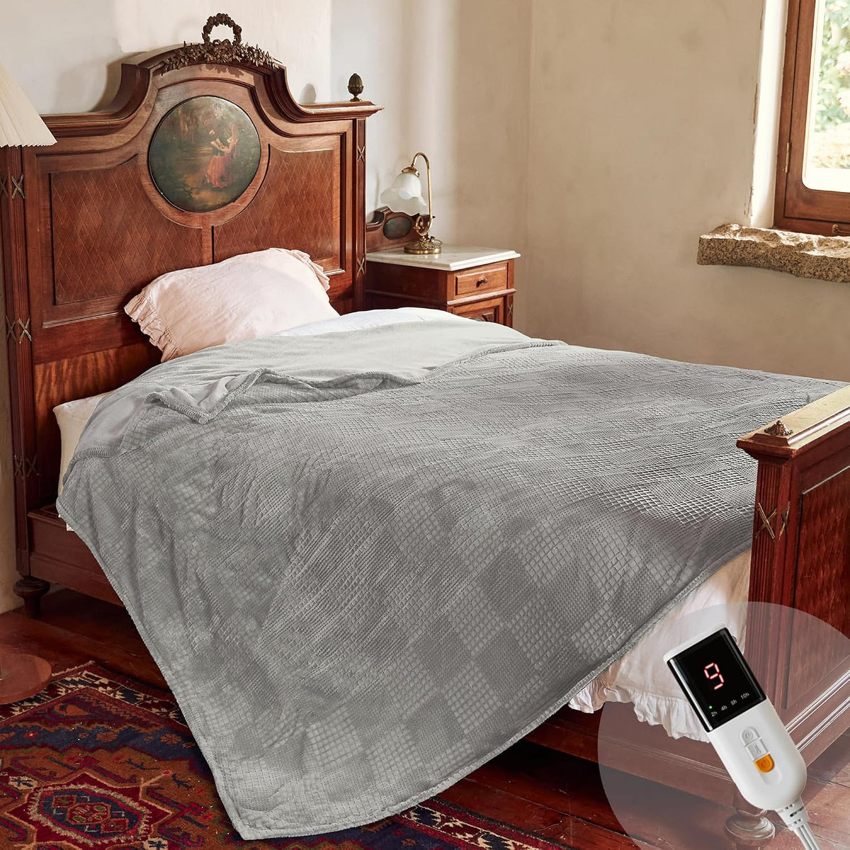 Texciting Heated Blanket 50"X60",Soft Electric Blanket,ETL Certified,Grey