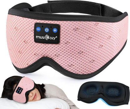 MUSICOZY Breathable Bluetooth Sleep Mask Headphones for Sleeping | Mesh Sleep Mask With Bluetooth 5.4 Audio, Soft Fabric And Comfortable Fit for Side Sleepers, Travel, Meditation and Rest