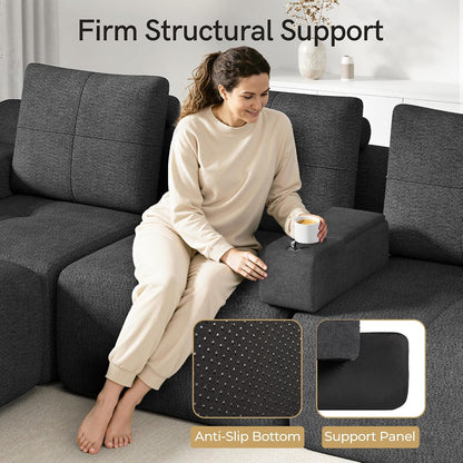 Couch Caddy with Cup Holder, 20.3 Inch White Armrest Console | Removable Sofa Armrest Organizer with Charging and Phone Holder, Storage for Remotes, Snacks and Everyday Essentials