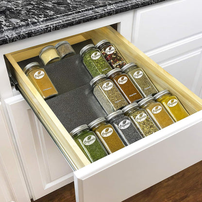 LYNK PROFESSIONAL® Spice Drawer Organizer - Heavy Gauge Steel 4 Tier Rack - Drawer Insert Tray for Jars, Herbs and Seasoning - Kitchen Cabinet Storage - Silver Metallic, Large
